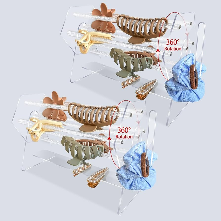 2PCS Acrylic Claw Clip Organizer Holder,360-Degree Rotating Claw Clip Holder and Storage,Hair Cli... | Amazon (US)