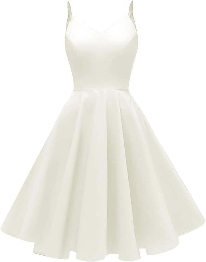 GOOBGS Women's 1950s Retro Vintage Spaghetti Strap Cocktail Swing Dresses with Pockets | Amazon (US)