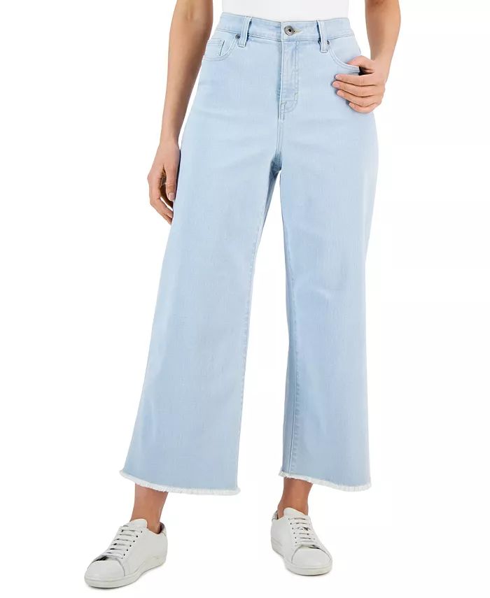 Women's High-Rise Wide-Leg Raw-Hem Ankle Jeans, Created for Macy's | Macy's