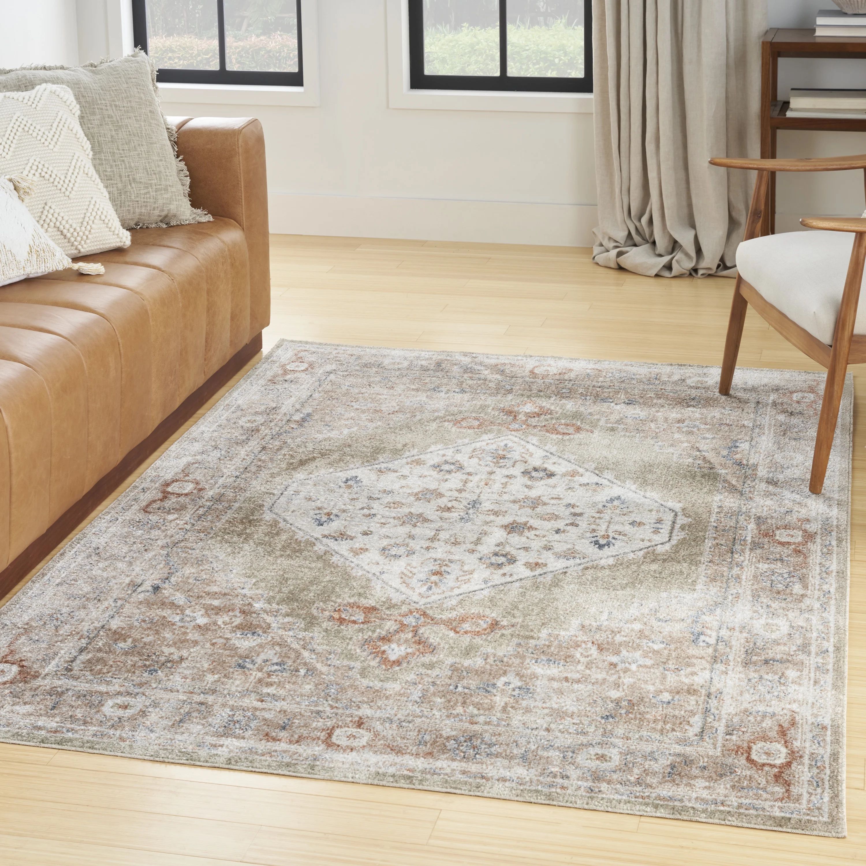 Nourison Astra Machine Washable Bohemian Sage Multi 5'3" x 7' Area Rug, (5x7) | Walmart (US)