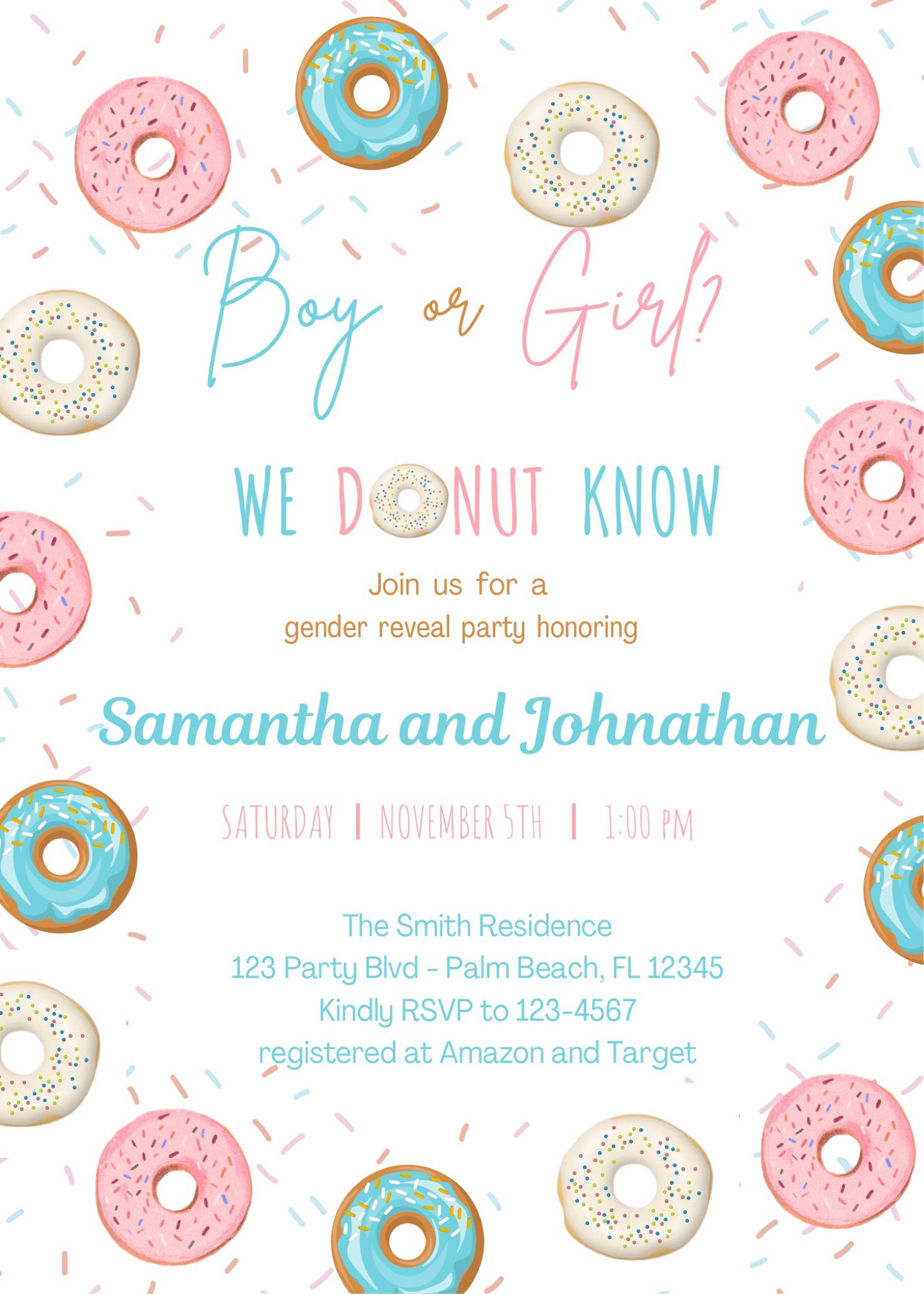 donut theme gender reveal, digital download and completely customizable 

#LTKBaby #LTKSaleAlert #LTKParties
