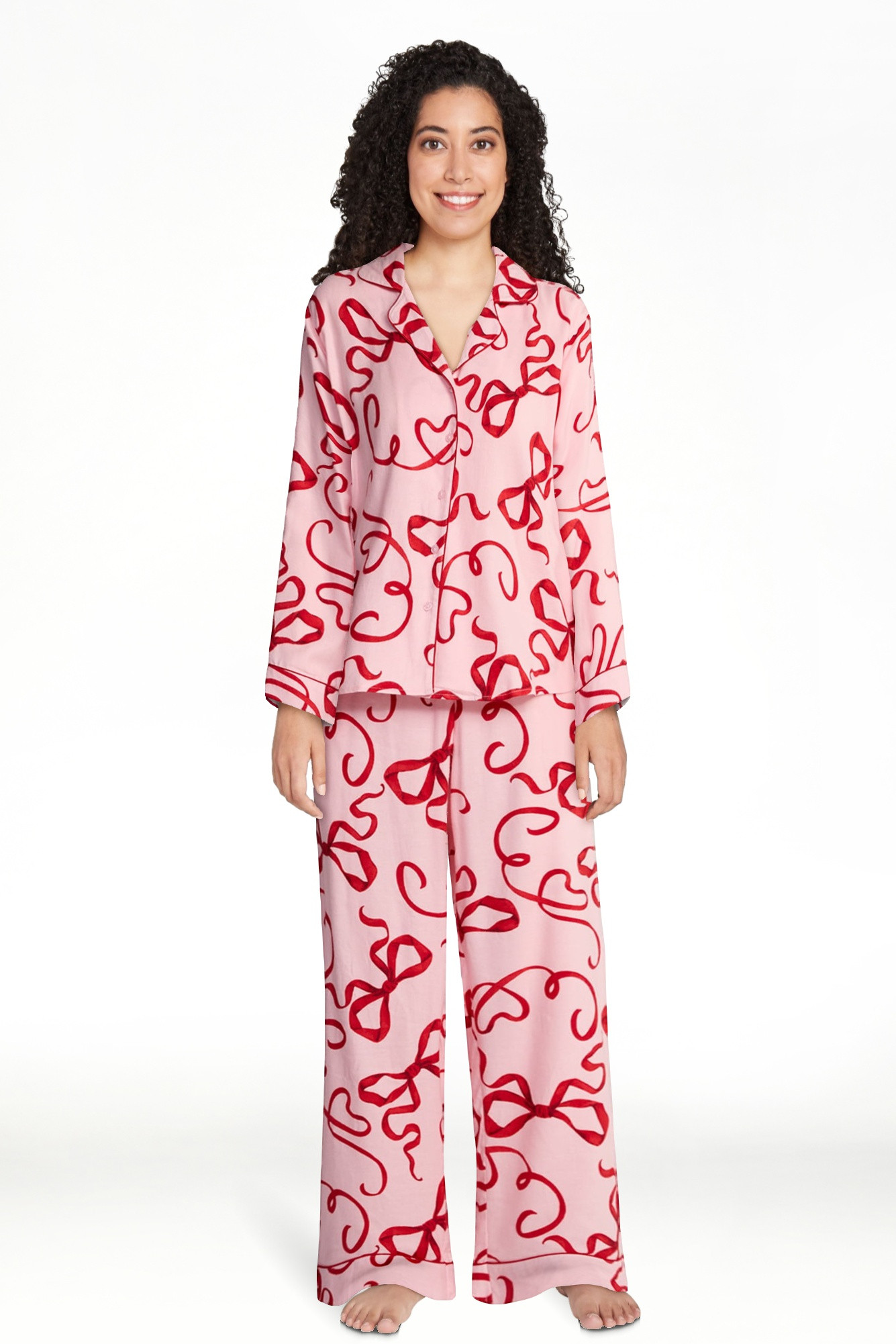 Joyspun Women's Long Sleeve Flannel Sleep Top and Pants Pajama Set, 2-Piece, Sizes XS-3X | Walmart (US)