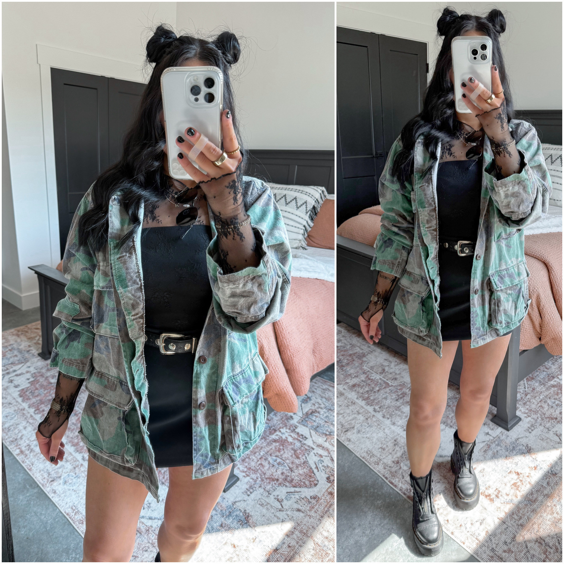 Edgy Fall Outfit 🖤

Camo Jacket - small
Skort - small
Tube Top - small
Lace Top - xs
Belt - 27-31

*The hair ties I have linked are what I used to pull up my jacket sleeves instead of cuffing them! I also did link an alternative skort option from amazon that is a little cheaper.

Love a good edgy fall outfit 👏🏼 Ordered this oversized camo utility jacket from amazon and I'm obsessed with the fit and the lived in feel! I styled it over this black sheer lace long sleeve top, added my black mini skort from abercrombie (absolutely love it!) & finished the look with this studded belt & my platform doc martens! 

 

 #LTKFindsUnder50 #LTKFindsUnder100 #LTKShoeCrush