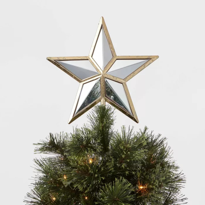 11.375in Lit Dewdrop Frame Mirrored Star Tree Topper Champagne - Wondershop™ | Target