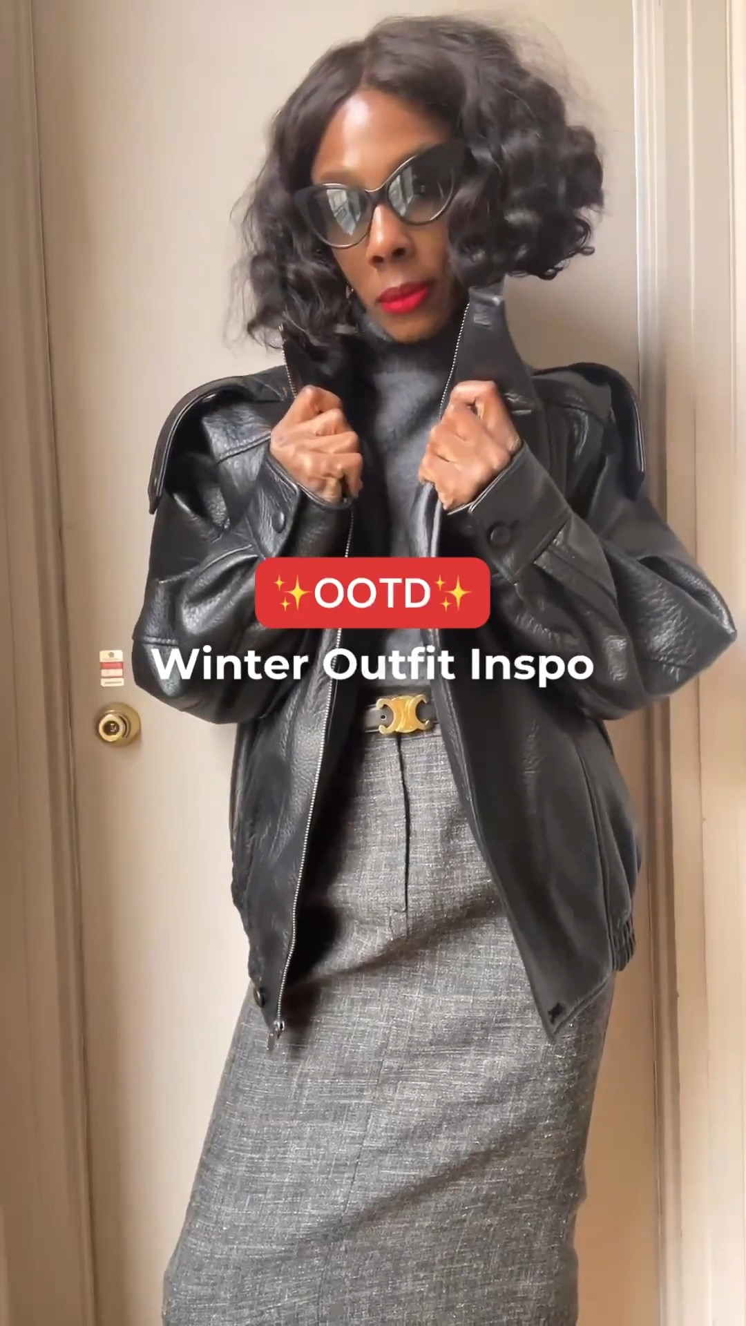 GRWM today as I elevate my leather bomber jacket with a pencil skirt outfit.

My winter OOTD: grey knee length pencil skirt paired and short sleeve turtleneck sweater, layered with a black bomber jacket. To accessorize and elevate the look, I added a Celine belt, leopard print slingbacks, an oversized black satchel bag, and cat eye sunglasses. 

#LTKStyle #WinterOutfit #WinterJacket #BomberJacket #PencilSkirt #OutfitIdeas 

#LTKgrwm #LTKootd #LTKSeasonal