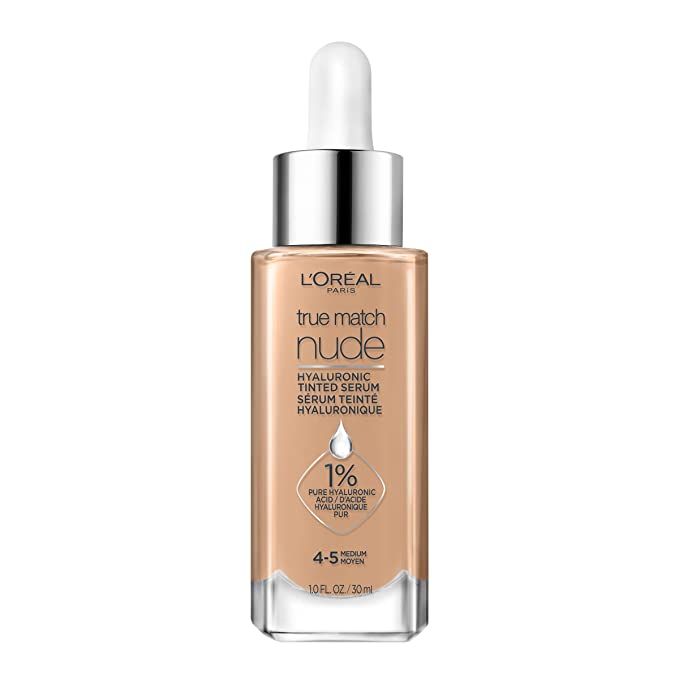 L'Oreal Paris True Match Nude Hyaluronic Tinted Serum Foundation with 1% Hyaluronic acid, Medium ... | Amazon (US)