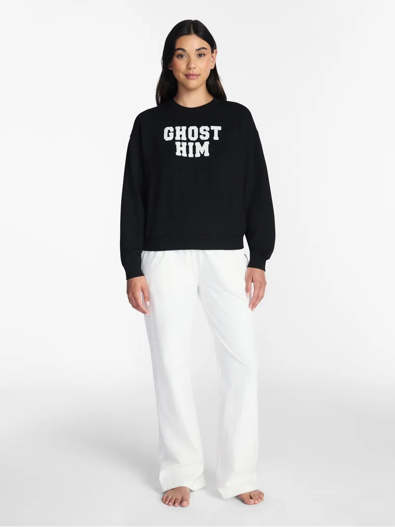 Halloween and Fall Women's French Terry Knit Lounge Sleep Top with Long Sleeves, Sizes XS-3X | Walmart (US)