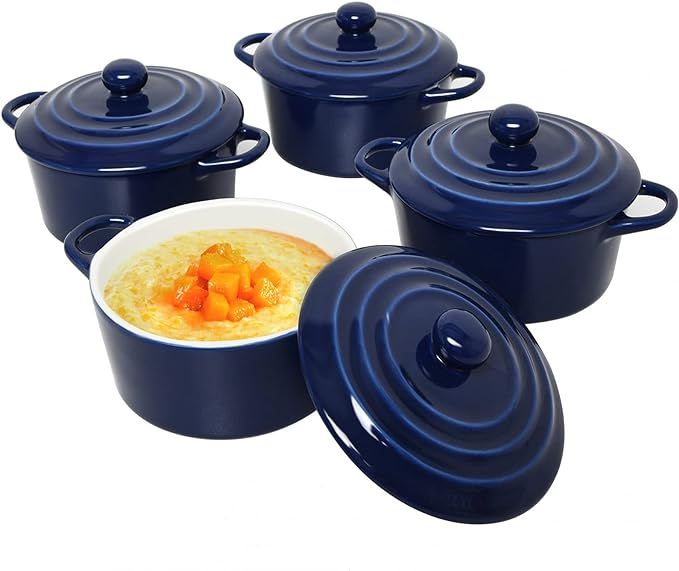 COYMOS Mini Cocotte 12oz Casserole Dish with Lid Ceramic Baking Dishes for Oven Safe Ramekins wit... | Amazon (US)