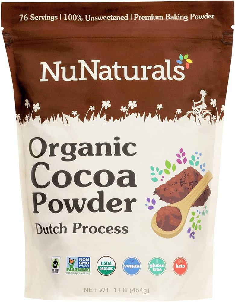 NuNaturals Organic Fair Trade Cocoa Powder, Premium Dutch-Process For Drinking and Baking, 1 lb | Amazon (US)