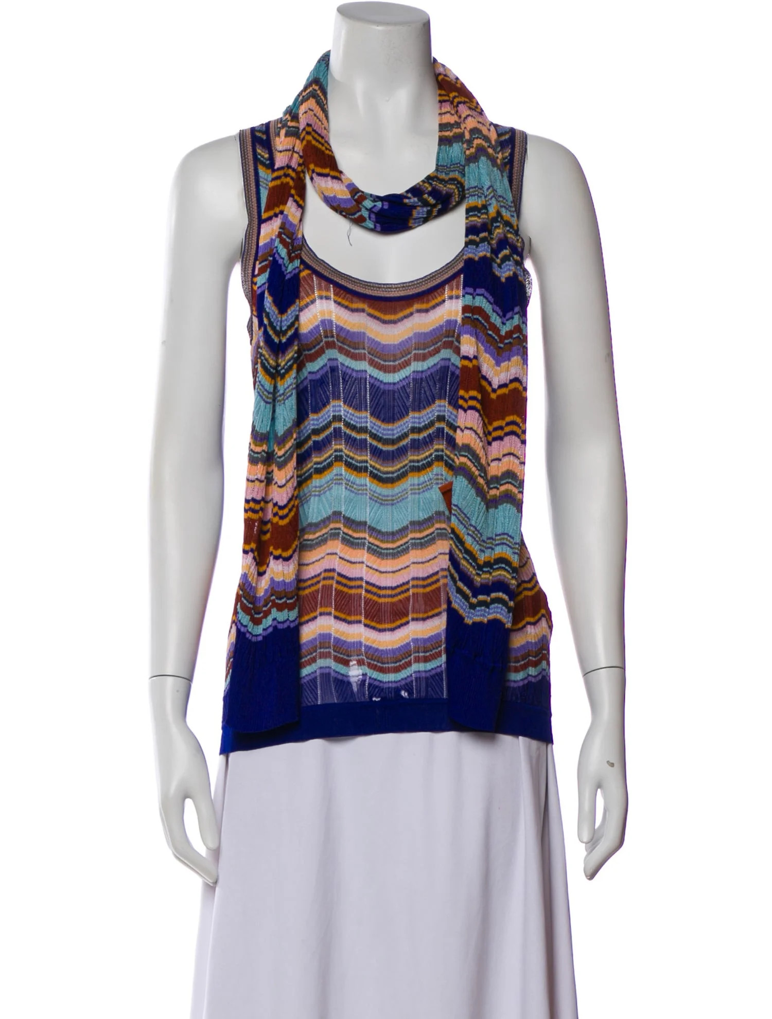 Missoni Striped Scoop Neck Top - Purple Tops, Clothing - MIS193923 | The RealReal | The RealReal