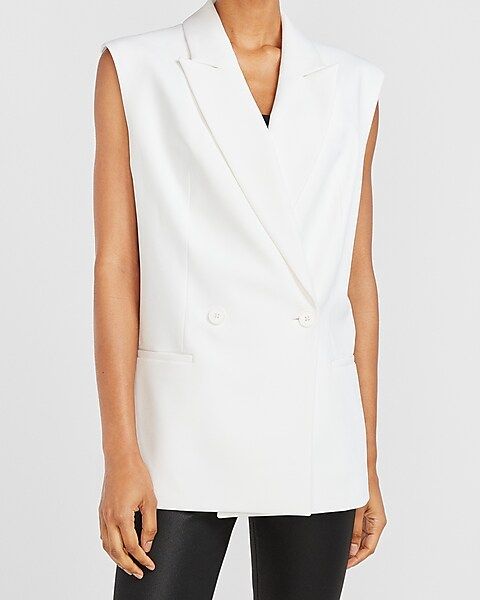 Supersoft Sleeveless Double Breasted Blazer | Express