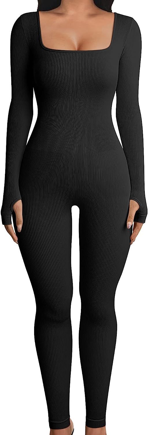 OQQ Women Yoga Jumpsuits Workout Ribbed Long Sleeve Sport Jumpsuits       Add to Logie | Amazon (US)