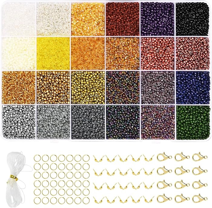 Vtssvow 2mm Glass Seed Beads for Bracelets Making, 24 Colors 22000pcs Friendship Bracelet Making ... | Amazon (US)