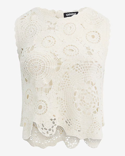 Crochet Crew Neck Sweater Tank | Express