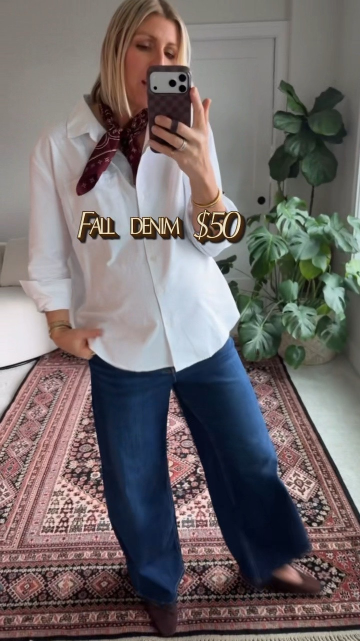 Comfort stretch denim that’s $50 & so flattering. The wide leg, mid-rise + dark wash are easy to dress up for work or date night. They have the perfect amount of stretch & come in so many washes + different lengths for petites & tall gals like me.￼

#LTKmomlife #LTKOver40 #LTKWorkwear