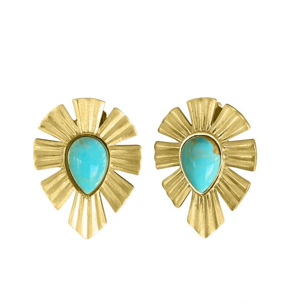 Gold & Bold Stud Earrings - Turquoise | Christina Greene 