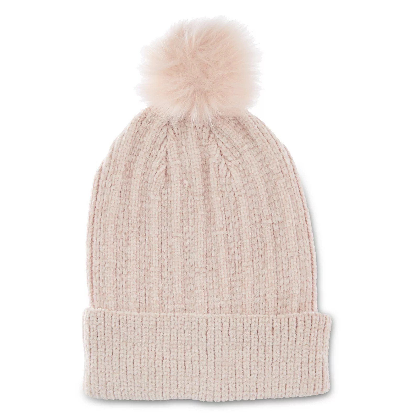 Women's isotoner Chenille Hat with Faux Fur Pom, Pink | Kohl's