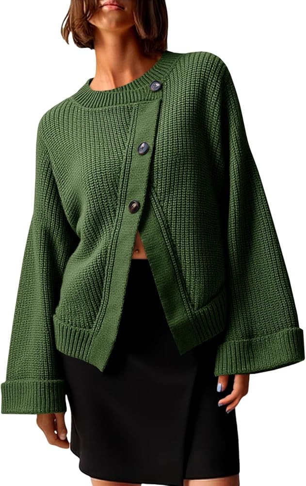 Saodimallsu Womens Cardigan Sweaters 2025 Button Down Long Sleeve Knit Outerwear Oversized Fashio... | Amazon (US)