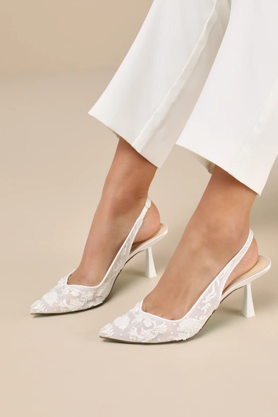 SB-Nikki Ivory Beaded Embroidered Slingback Pumps | Lulus