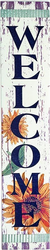 Worth Imports 47" Sunflower Welcome Sign, Purple, Black, White, Green, Silver | Amazon (US)