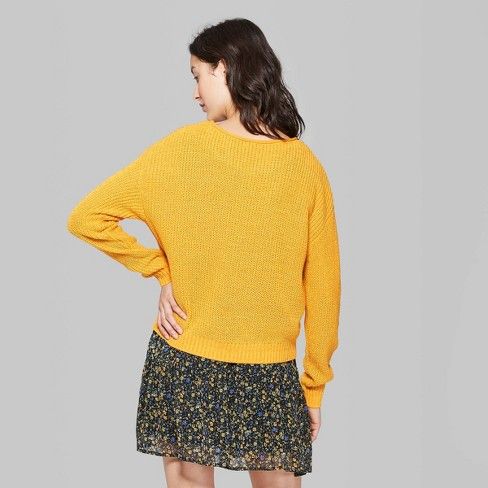 Women's Rolled Crewneck Sweater - Wild Fable™ Yellow | Target