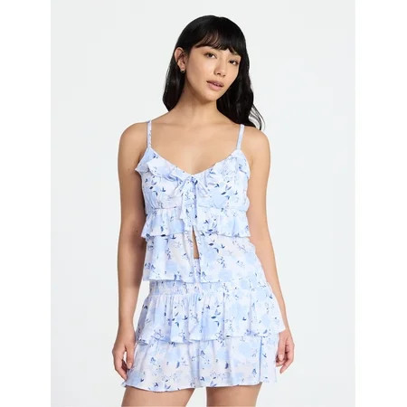 No Boundaries Ruffle Babydoll Cami and Flare Skort Set, 2-Piece, Women’s XXS-XXL | Walmart (US)