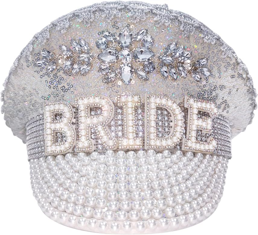 Ulrica Bride Hats with Rhinestone,Disco Hat for Bachelorette Party Decorations,Sparkle Cowboy Cow... | Amazon (US)