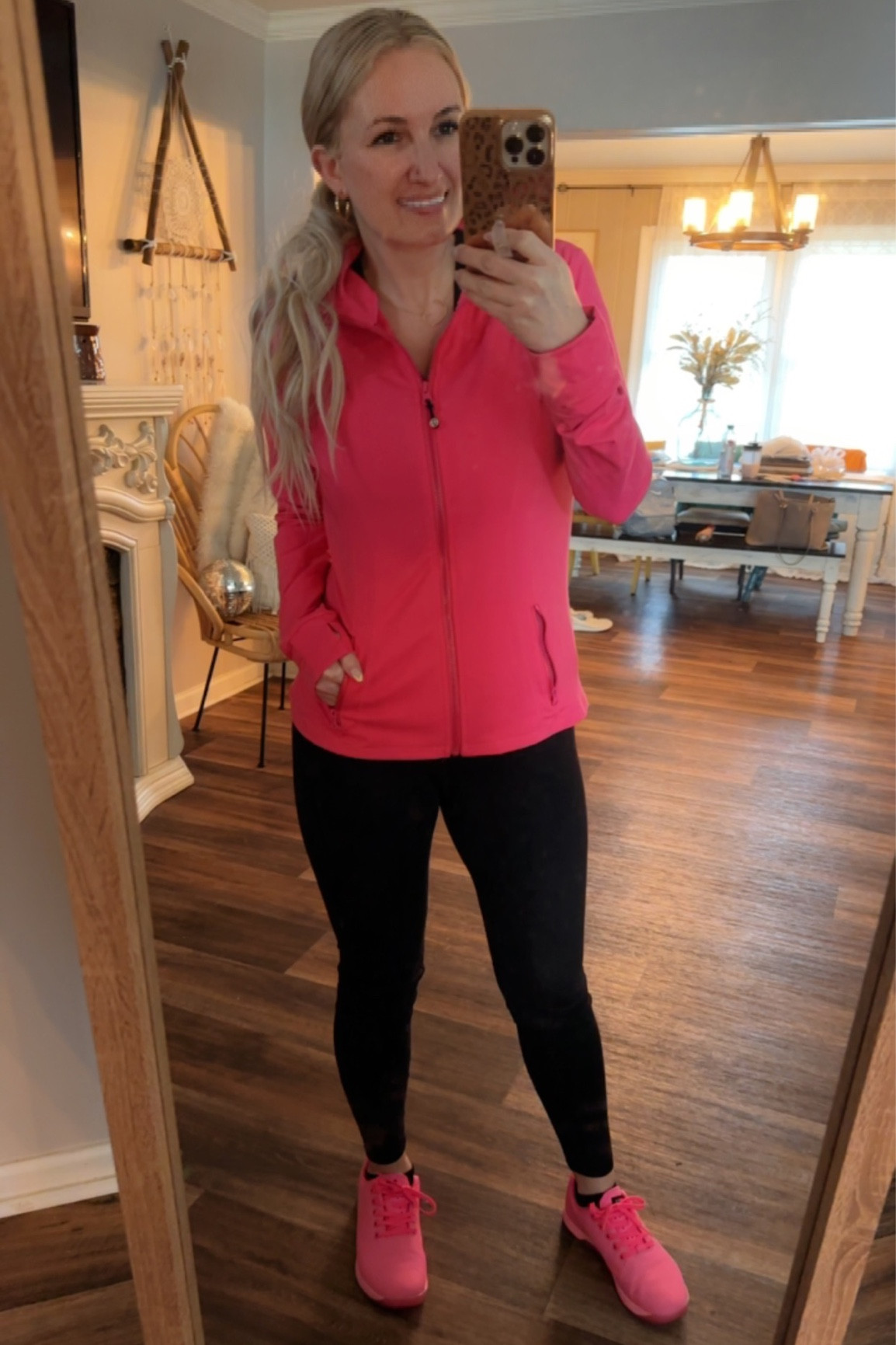 Comfy workout outfit. I have these exact No Bull Trainers shoes and they are my favorite for lifting! The trainers are flat for lifting weights. Check out the runners for an arch to support walking and running. Linking up a few pink jackets similar to the one I’m wearing.   #workoutootd #workoutwear #gymoutfits #weightliftingoutfits 

#LTKfit #LTKstyletip #LTKFind