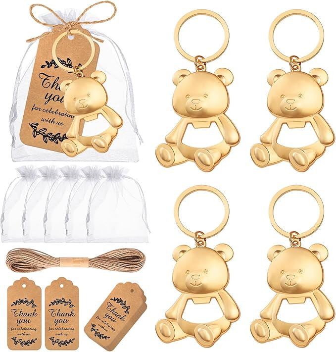 50Pack Bear Bottle Opener Keychain Baby Shower Return Favors for Guests Bear Bottle Opener with O... | Amazon (US)