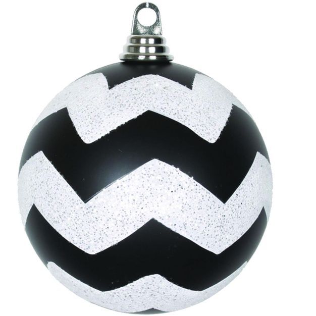 Vickerman Matte Chevron White and Black or Red Ball Christmas Ornament | Target