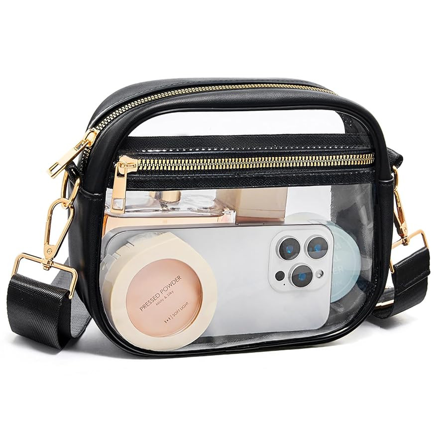 Fibrdoo Clear Bag Stadium Approved, Leather Clear Crossbody Purse Bag for Concerts Sports Events ... | Amazon (US)