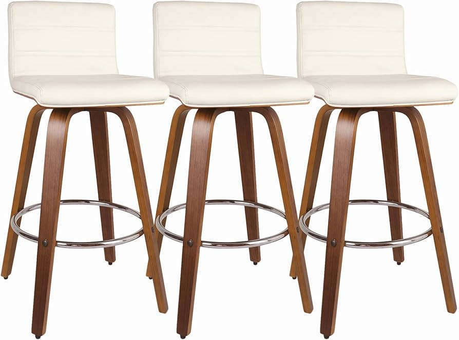 Bar Stools 26 Inch Counter Height, Set of 3, PU Leather Swivel Counter Stools with Backs, L Shape... | Amazon (US)