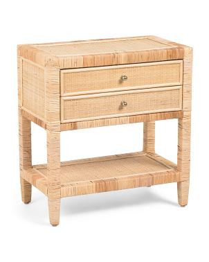 24x14x26 2 Drawer Rattan Accent Table | TJ Maxx
