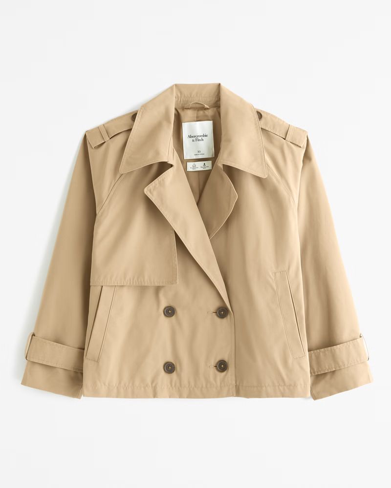 Abercrombie & Fitch Women's Relaxed Short Trench Coat in Caramel - Size M | Abercrombie & Fitch (US)