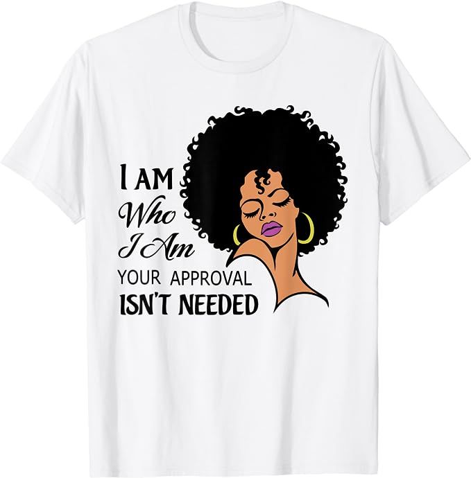 Black Queen Lady Curly Natural Afro African American Ladies T-Shirt | Amazon (US)