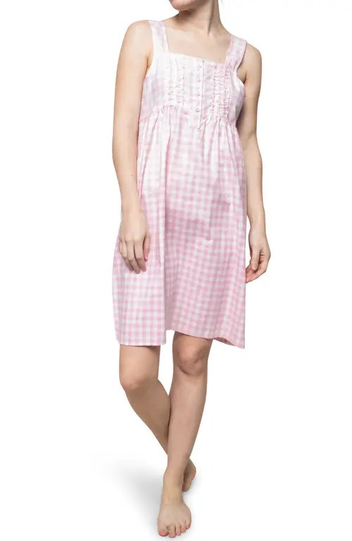 Petite Plume Women's Gingham Cotton Nightgown in Pink at Nordstrom, Size X-Small | Nordstrom