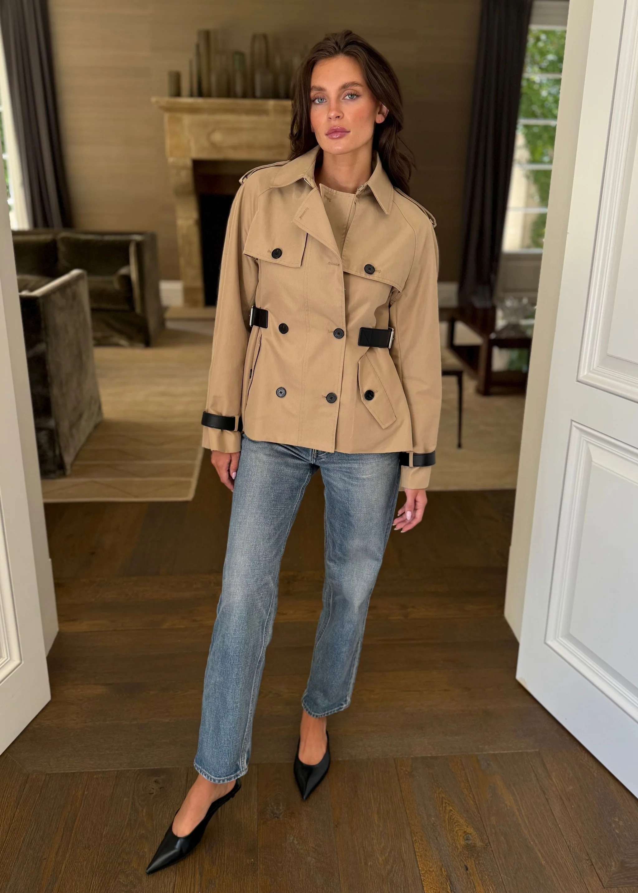 Jules Belted Cropped Trench Coat | Benaar La