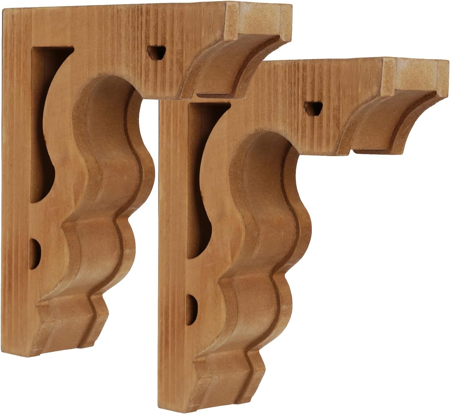 American Art Decor Small Distressed Carved Wood Decorative Corbels Wall Mounted Shelf Brackets Vi... | Amazon (US)