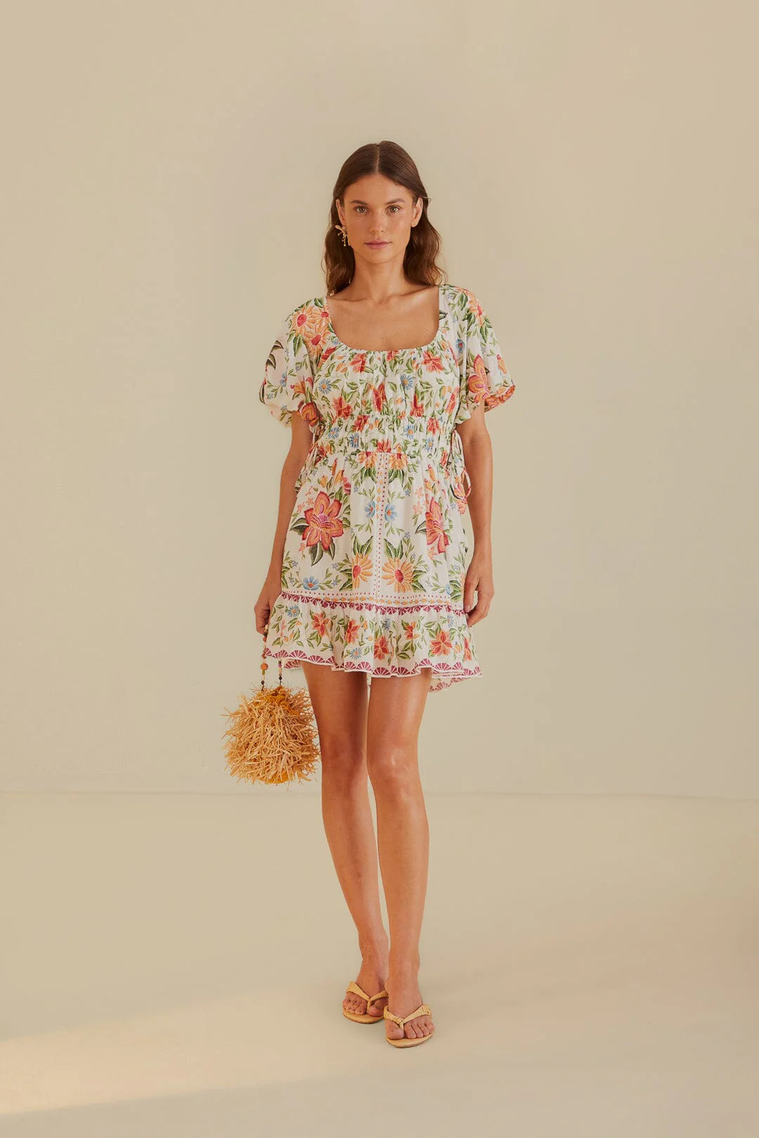 Off-White Bloom Garden Euroflax™Premium Linen Mini Dress | FarmRio (US)