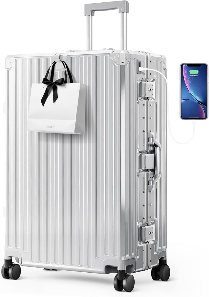 ALPHA CAMP Checked 28 Inch Luggage, Thickened Aluminum Frame Luggage with TSA Spinner Wheels, 3-L... | Amazon (US)