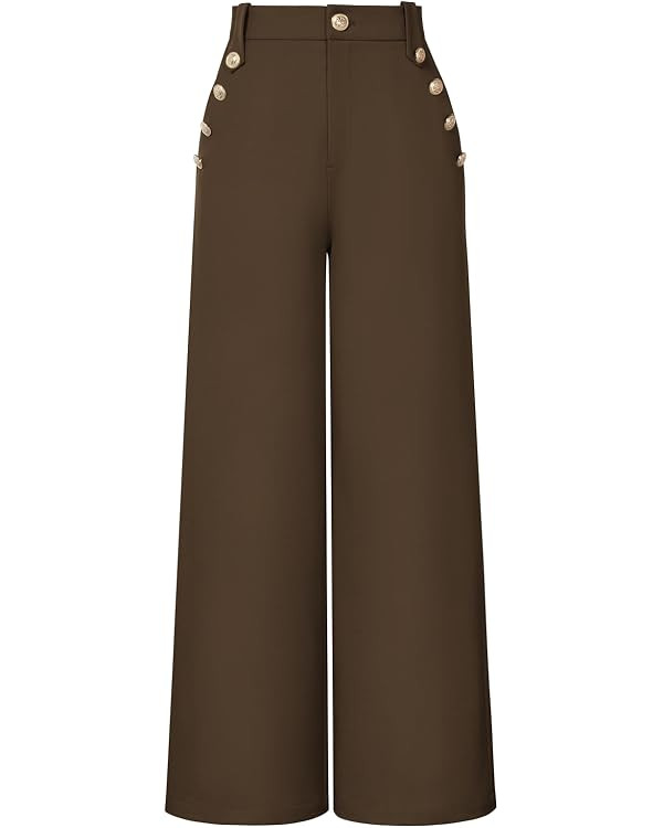 GRACE KARIN Wide Leg Dress Pants for Women 2026 High Waisted Work Pants Business Casual Buttons T... | Amazon (US)