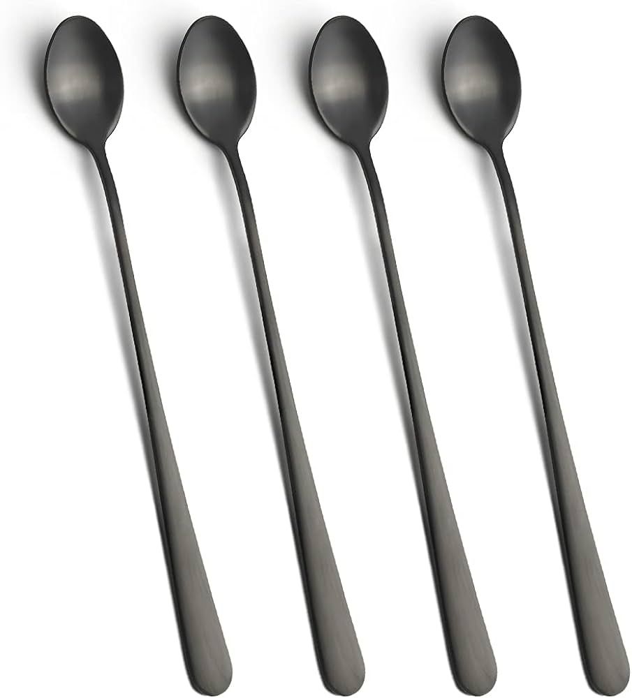 Long Handle Spoons, 9-inch Black Iced Tea Spoons, Coffee Stirrers, IQCWOOD Stainless Steel Coffee... | Amazon (US)