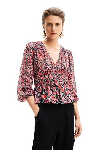 Desigual Women's Floral Plumetis Blouse Black | Amazon (US)