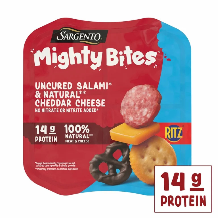 Sargento Mighty Bites Uncured Salami and Mild Cheddar Cheese Snack Kit, 2.8 oz, Fresh & Ready to ... | Walmart (US)
