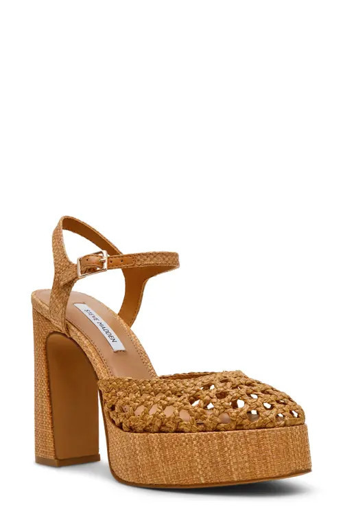 Steve Madden Lexie Ankle Strap Platform Pump in Cognac at Nordstrom, Size 9.5 | Nordstrom
