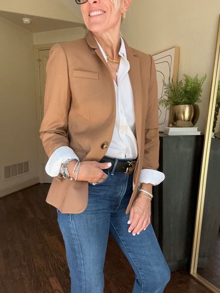 SALE 30% OFF! 👏🏼👏🏼
With code SALETIME

This Carmel colored blazer is so classy! I love pairing it with dark jeans but also with faded boyfriend jeans and a short heel!! Love LOVE this classic, well made blazer by
 J Crew! 

#LTKstyletip #LTKsalealert #LTKover40