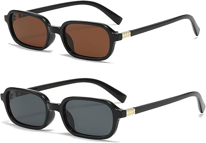 Vintage Trendy Retro 90s Rectangular Sunglasses for Women Rectangle Small Square Frame Cute Skinn... | Amazon (US)