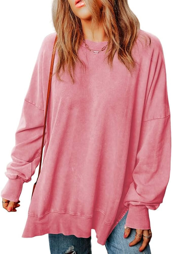 SHEWIN Womens Sweatshirt Casual Long Sleeve Crewneck Lightweight Pullover Tops Loose Sweatshirts | Amazon (US)