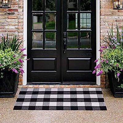 Homcomoda Doormats for Entrance Way Outdoors/Indoor Cotton Plaid Checkered Door Mat Hand Made Bra... | Amazon (US)