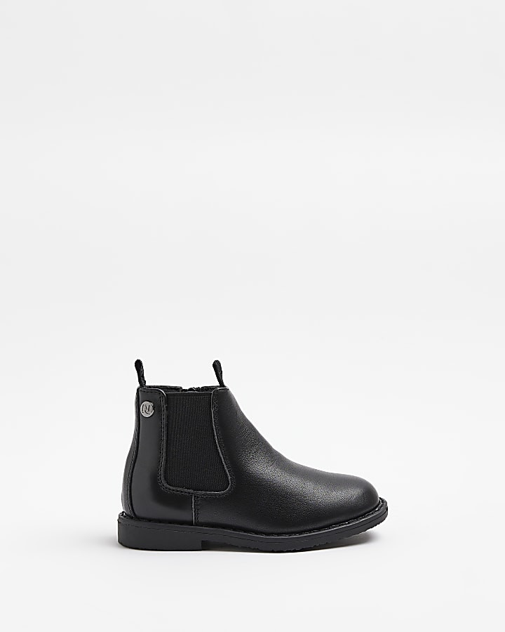 Mini boys Black Leather Chelsea Boots | River Island (UK & IE)